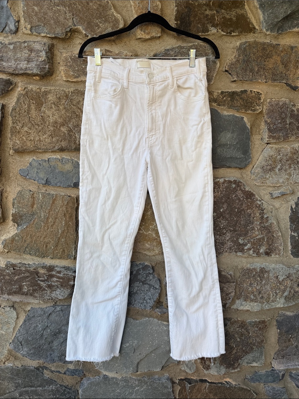 MOTHER The Hustler Ankle Fray in 'Fairest Of Them All' White Wash Waist Size 29